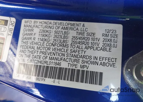 2024 Acura Rdx A-Spec Package z USA, uszkodzony, nr VIN 5J8TC2H62RL011846